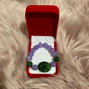 Lucky stone bracelet w/lucky coin